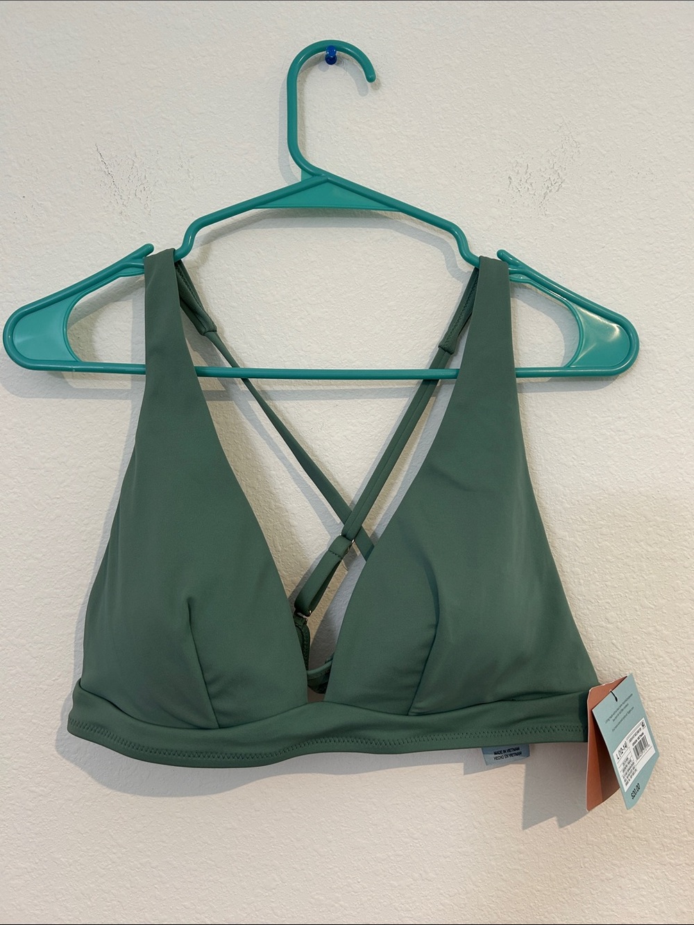 Shade & Shore Sage Green Crisscross Triangle Bikini Top